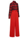 Red 1930s Christmas Plaid Jumpsuit