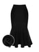 2PCS 1930s Red Knit Sweater & Black Fishtail Skirt