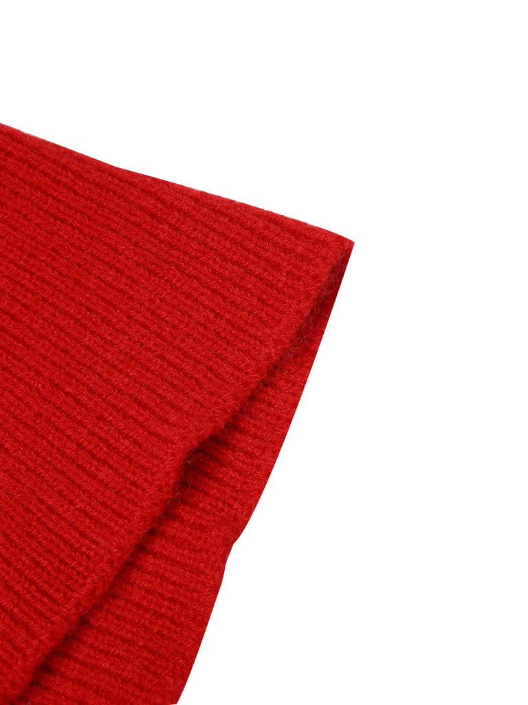 2PCS 1930s Red Knit Sweater & Black Fishtail Skirt