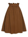 Brown 1950s Solid Elastic Waist Belt Skirt