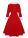 Red & White 1950s Christmas Lapel Dress