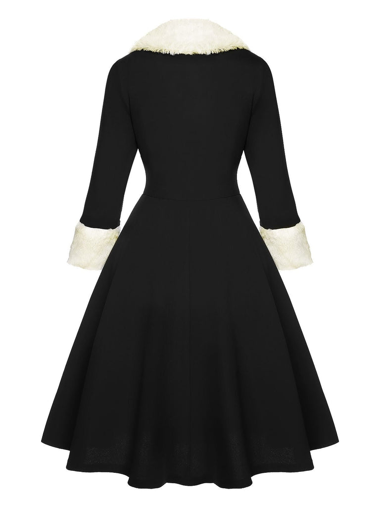 Black & White 1950s Christmas Lapel Dress
