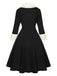 Black & White 1950s Christmas Lapel Dress