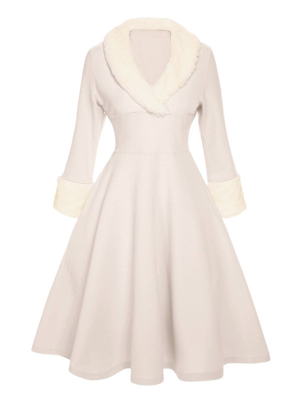 Vertical Striped Lapel Neck Halloween Costume 1950s Dress