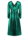 1940s Solid Glossy V-Neck Shift Dress