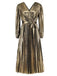 1940s Solid Glossy V-Neck Shift Dress