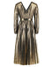 1940s Solid Glossy V-Neck Shift Dress