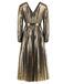 1940s Solid Glossy V-Neck Shift Dress