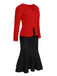 2PCS 1930s Red Knit Sweater & Black Fishtail Skirt