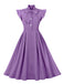 1950s Solid Ruffle Sleeve Bow Neck Dress