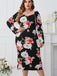 [Plus Size] Black 1960s Floral Sweetheart Collar Dress