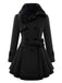 Christmas Fur Collar Waisted Woolen Coat