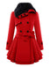 Christmas Fur Collar Waisted Woolen Coat