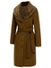 Brown 1940s Fur Collar Belted Coat