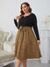 [Plus Size] Black 1950s Leopard Long Sleeve Dress
