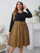 [Plus Size] Black 1950s Leopard Long Sleeve Dress
