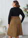 [Plus Size] Black 1950s Leopard Long Sleeve Dress