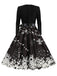 Christmas 1950s V-Neck Long Sleeve Patchwork Dress