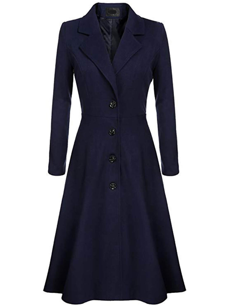 1930s Solid Lapel Long Sleeve Coat | Retro Stage