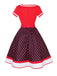 Multicolor 1950s Polka Dots Patchwork Belted Dress