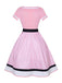 Multicolor 1950s Polka Dots Patchwork Belted Dress