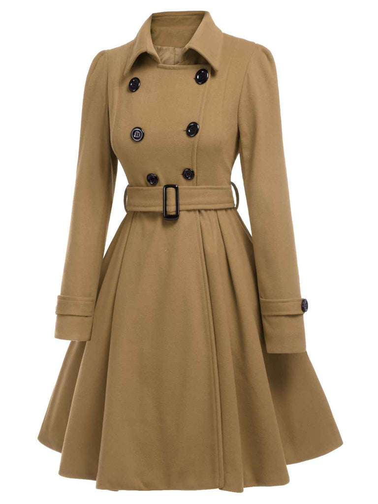 1950s Solid Color Lapel Slim Coat