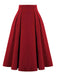 1940s Solid High-Waist Pleated Skirt