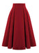 2PCS Red 1960s Rose Blouse & Pleated Skirt