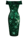 Green 1960s Christmas Snowflake Off-Shoulder Dress