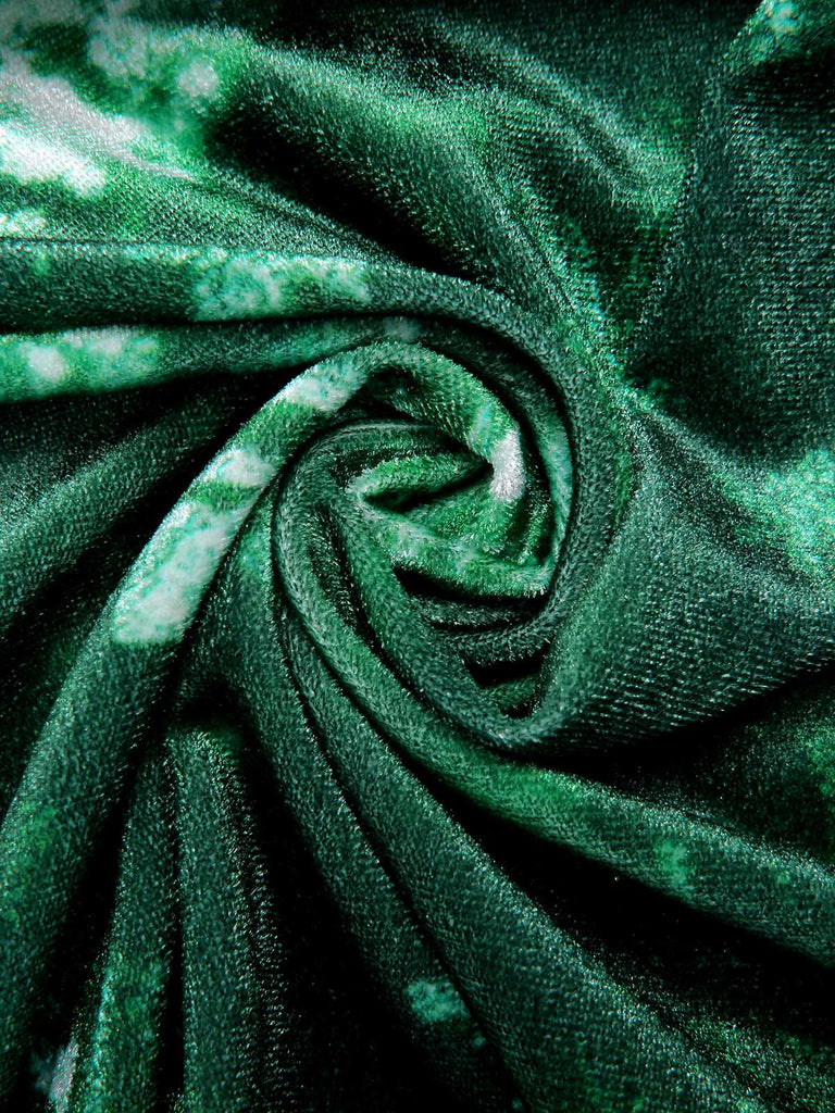 Green 1960s Christmas Snowflake Off-Shoulder Dress