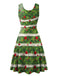 1950s Christmas Print Knitted Sleeveless Dress