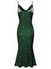 Green 1930s Christmas Tree Suspender Fishtail Dress