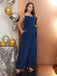 [Plus Size] Blue 1930s Waist-Tie Glitter Strap Jumpsuit