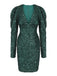 Green 1960s Christmas Sequin V-Neck Pencil Dress