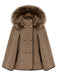Brown 1940s Hooded Detachable Fur Collar Shawl Coat