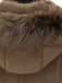 Brown 1940s Hooded Detachable Fur Collar Shawl Coat