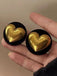 Vintage Christmas Gold Heart Earrings