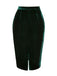 Green 1960s Solid Velvet Pencil Skirt
