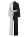 1930s Lapel Patchwork Long Sleeve Jumpsuit