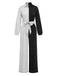 1930s Lapel Patchwork Long Sleeve Jumpsuit