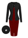 2PCS 1960s Christmas Solid Cardigan & Strap Velvet Dress