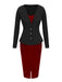 2PCS 1960s Christmas Solid Cardigan & Strap Velvet Dress