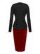 2PCS 1960s Christmas Solid Cardigan & Strap Velvet Dress