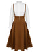 2PCS 1940s Ruffles Lantern Sleeve Blouse & Strap Skirt