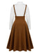 2PCS 1940s Ruffles Lantern Sleeve Blouse & Strap Skirt