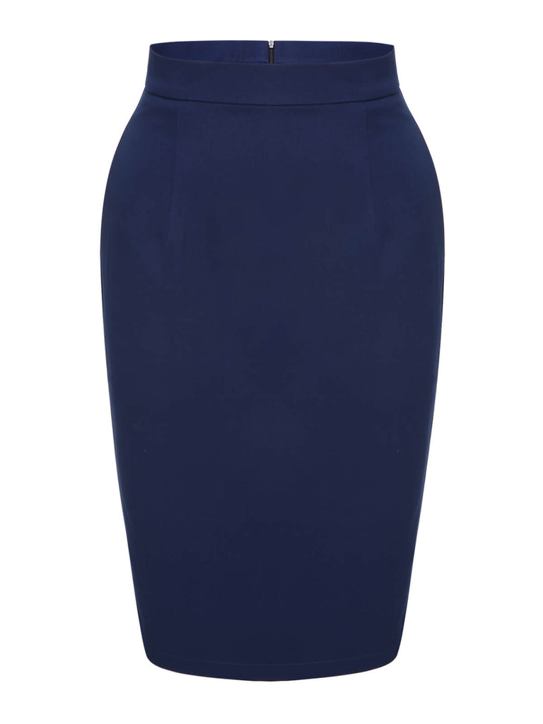 [Pre-Sale] Blue 1960s Solid Back Split Pencil Skirt | Retro Stage