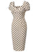 [Pre-Sale] Beige 1960s Polka Dot Square Neck Puff Dress