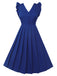 Blue 1950s Pleated Ruffles Vest Dress