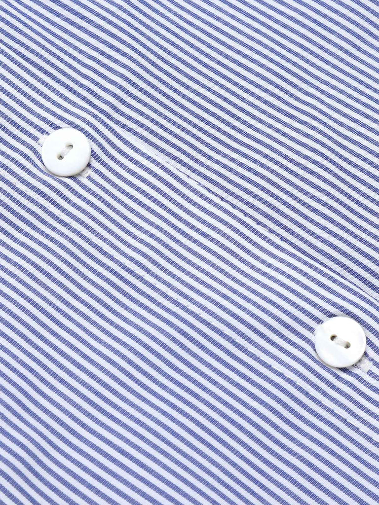 Blue 1950s Tie Neck Stripes Blouse
