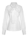White 1950s Lace Tie Neck Solid Blouse